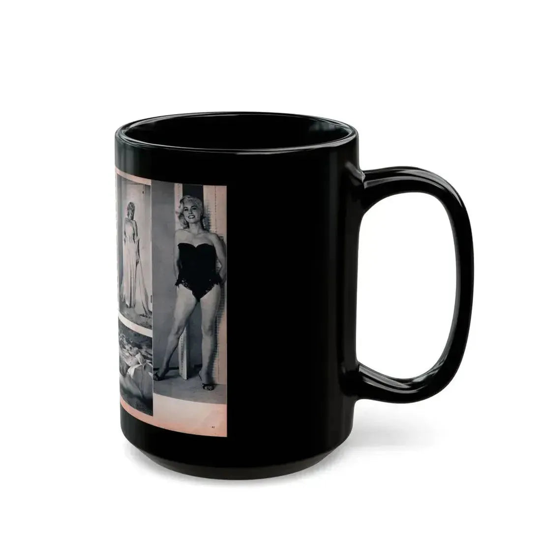 Jeanne Carmen #215 - Pages 40 & 41 Pages 3 & 4 of 6+4 B&W Photos & start of article from Man's Conquest Mag. October '60 (Vintage Female Icon) Black Coffee Mug - Go Mug Yourself