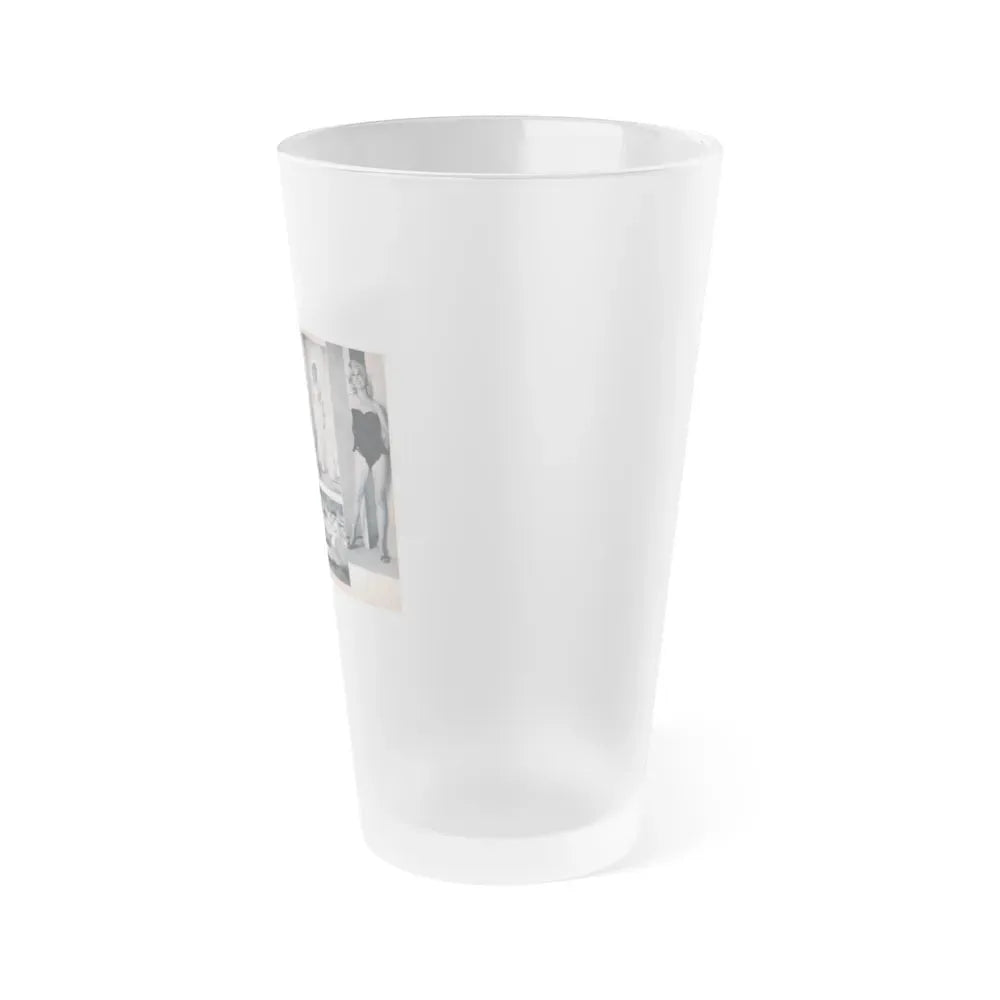 Jeanne Carmen #215 - Pages 40 & 41 Pages 3 & 4 of 6+4 B&W Photos & start of article from Man's Conquest Mag. October '60 (Vintage Female Icon) Frosted Pint Glass 16oz - Go Mug Yourself