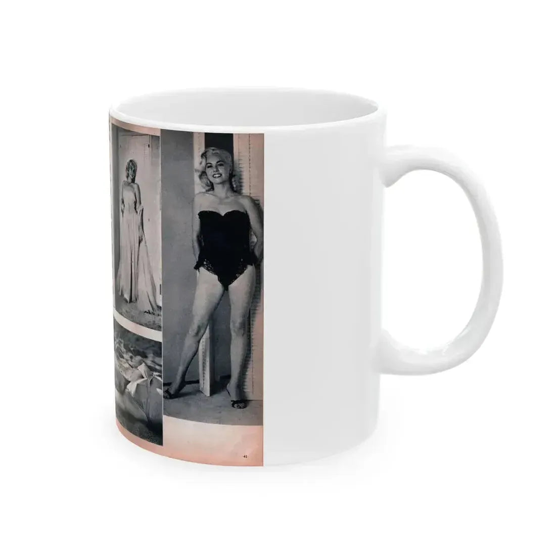 Jeanne Carmen #215 - Pages 40 & 41 Pages 3 & 4 of 6+4 B&W Photos & start of article from Man's Conquest Mag. October '60 (Vintage Female Icon) White Coffee Mug - Go Mug Yourself
