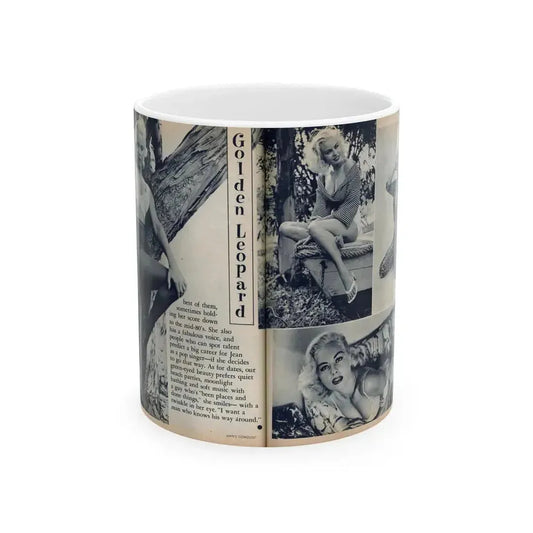 Jeanne Carmen #216 - Pages 42 & 43 Pages 5 & 6 of 6+4 B&W Photos & start of article from Man's Conquest Mag. October '60 (Vintage Female Icon) White Coffee Mug 11oz - Go Mug Yourself