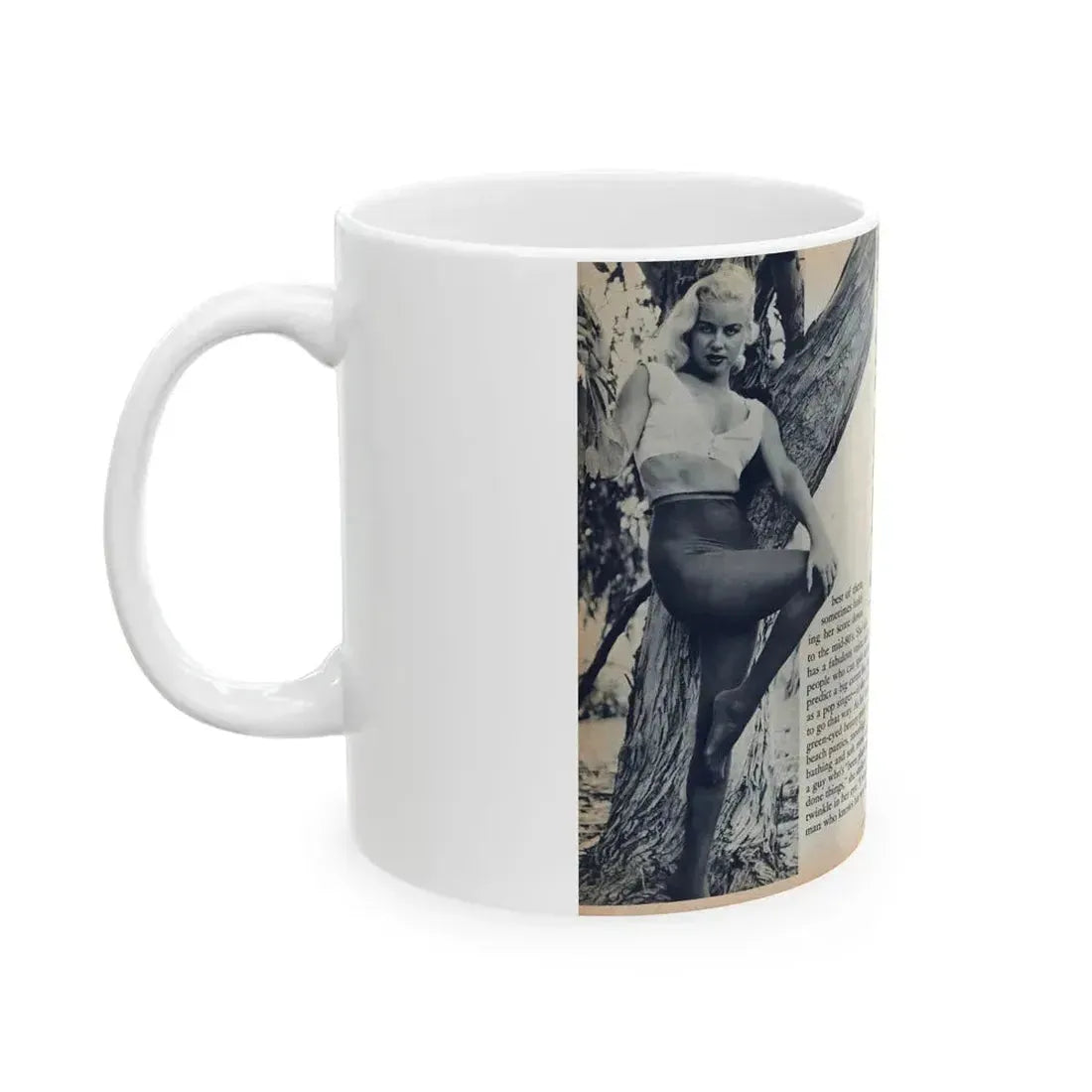 Jeanne Carmen #216 - Pages 42 & 43 Pages 5 & 6 of 6+4 B&W Photos & start of article from Man's Conquest Mag. October '60 (Vintage Female Icon) White Coffee Mug - Go Mug Yourself
