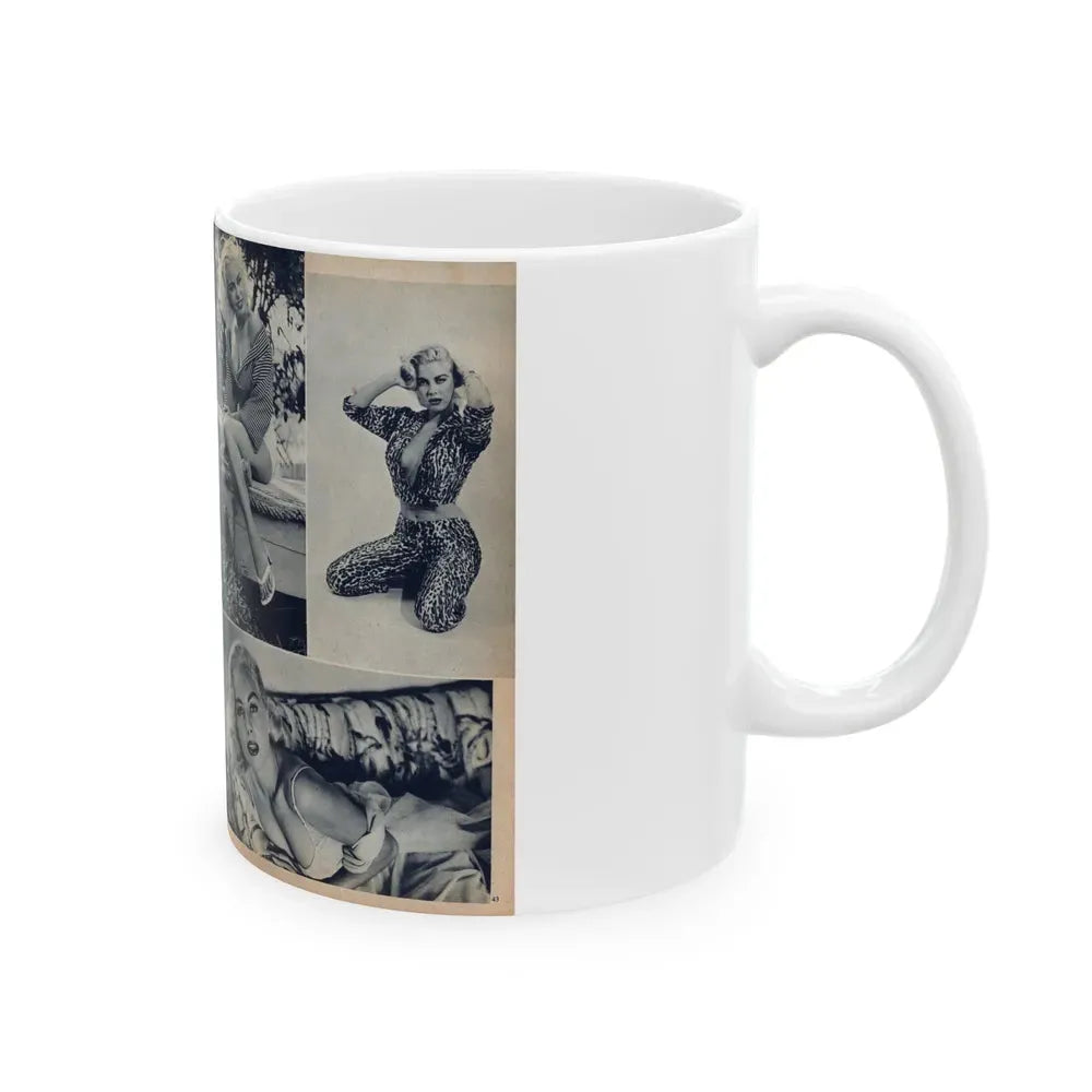 Jeanne Carmen #216 - Pages 42 & 43 Pages 5 & 6 of 6+4 B&W Photos & start of article from Man's Conquest Mag. October '60 (Vintage Female Icon) White Coffee Mug - Go Mug Yourself