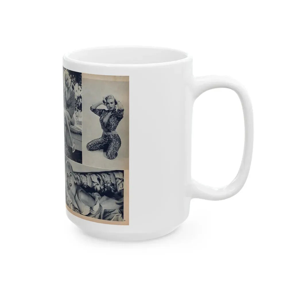 Jeanne Carmen #216 - Pages 42 & 43 Pages 5 & 6 of 6+4 B&W Photos & start of article from Man's Conquest Mag. October '60 (Vintage Female Icon) White Coffee Mug - Go Mug Yourself