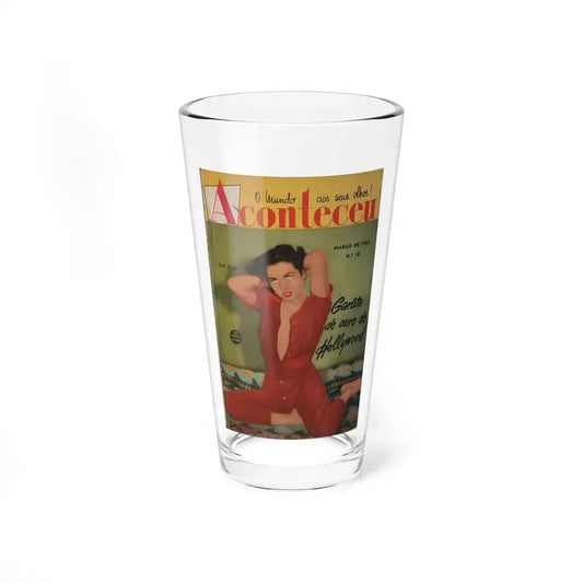 Jeanne Carmen #217 - Jeanne on Front Cover in Color of Aconteceu MARCO DE 1955 Brazilian Digest Sized Mag. (Vintage Female Icon) Pint Glass 16oz 16oz - Go Mug Yourself