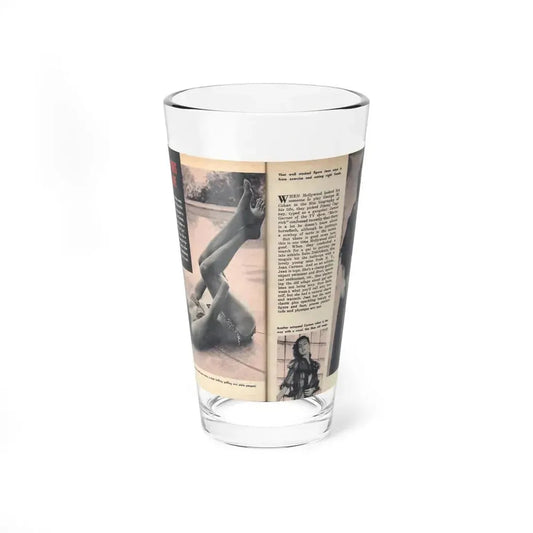 Jeanne Carmen #218 - Pages 64-65 Pages 1 & 2 of 4+3 B&W Photos, Captions & Article from VUE Digest Mag. Jan. '55 (Vintage Female Icon) Pint Glass 16oz 16oz - Go Mug Yourself