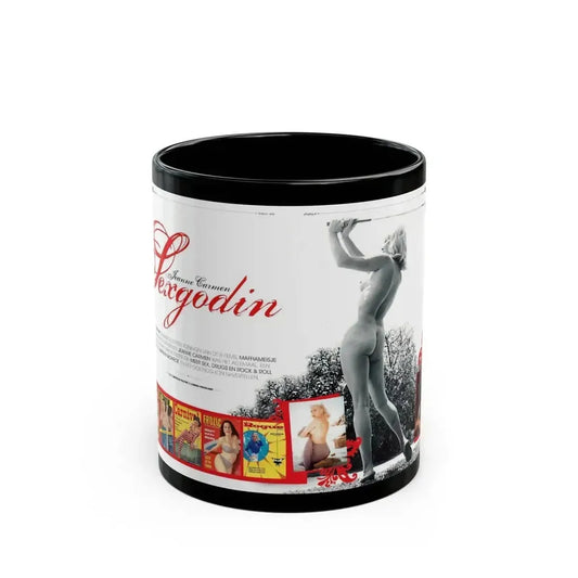 Jeanne Carmen #222 - German Mag. Layout (Vintage Female Icon) Black Coffee Mug 11oz - Go Mug Yourself