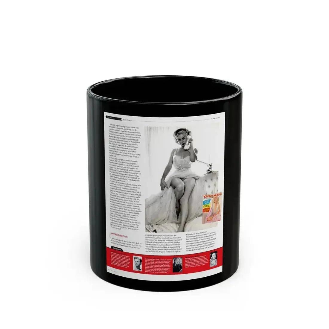 Jeanne Carmen #223 - German Mag. Layout (Vintage Female Icon) Black Coffee Mug 11oz - Go Mug Yourself