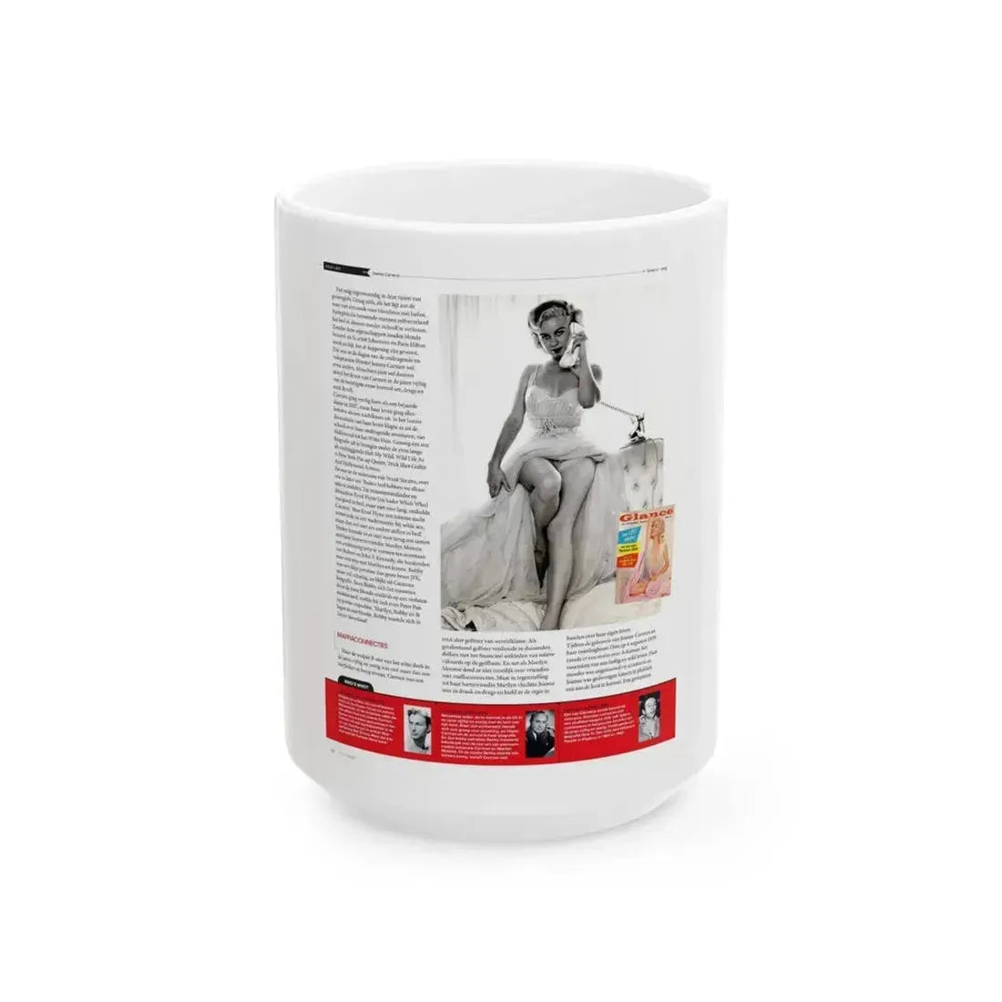 Jeanne Carmen #223 - German Mag. Layout (Vintage Female Icon) White Coffee Mug 15oz - Go Mug Yourself