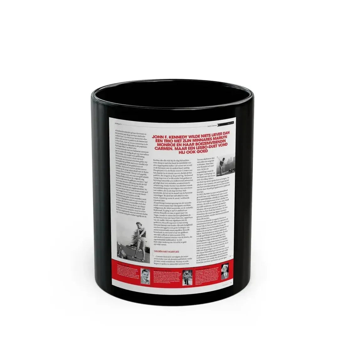 Jeanne Carmen #224 - German Mag. Layout (Vintage Female Icon) Black Coffee Mug 11oz - Go Mug Yourself