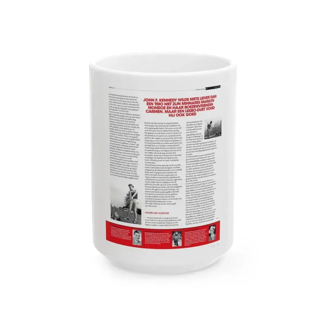 Jeanne Carmen #224 - German Mag. Layout (Vintage Female Icon) White Coffee Mug 15oz - Go Mug Yourself