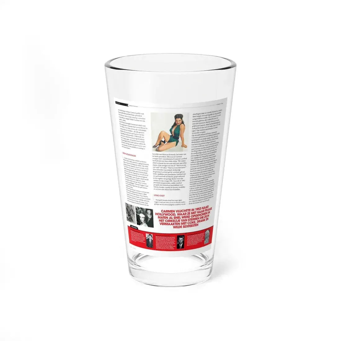 Jeanne Carmen #225 - German Mag. Layout (Vintage Female Icon) Pint Glass 16oz 16oz - Go Mug Yourself