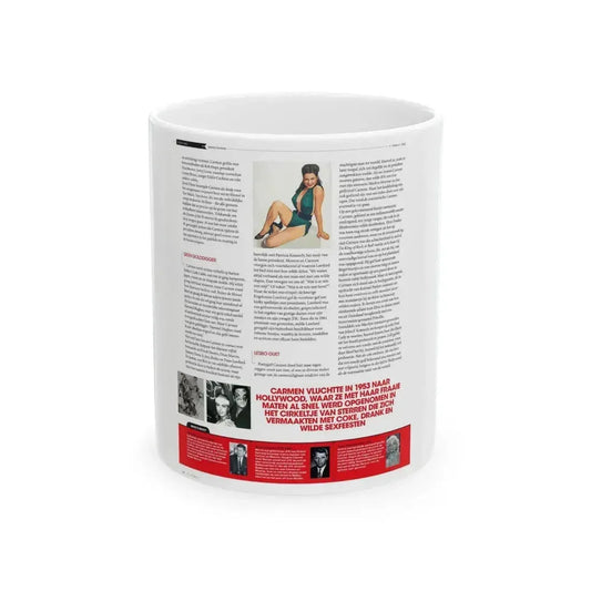 Jeanne Carmen #225 - German Mag. Layout (Vintage Female Icon) White Coffee Mug 11oz - Go Mug Yourself