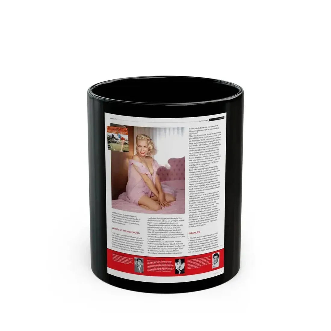 Jeanne Carmen #226 - German Mag. Layout (Vintage Female Icon) Black Coffee Mug 11oz - Go Mug Yourself
