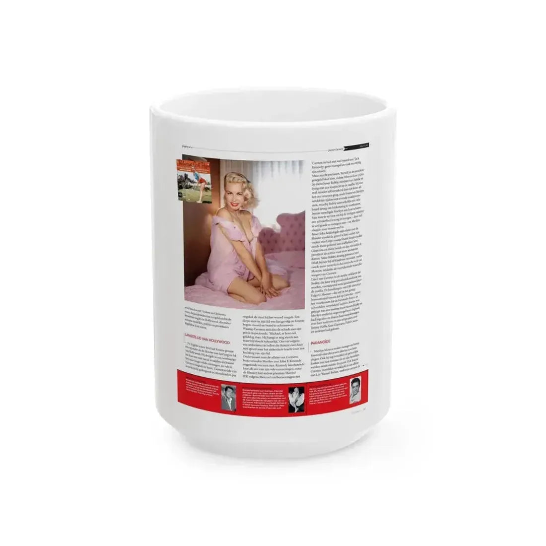 Jeanne Carmen #226 - German Mag. Layout (Vintage Female Icon) White Coffee Mug 15oz - Go Mug Yourself