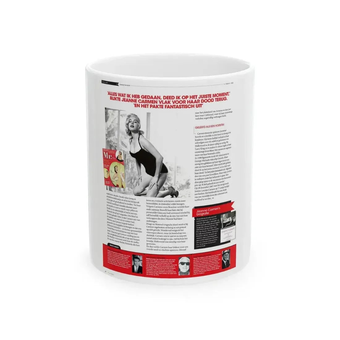Jeanne Carmen #227 - German Mag. Layout (Vintage Female Icon) White Coffee Mug 11oz - Go Mug Yourself