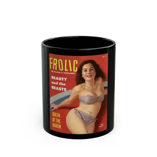 Jeanne Carmen #322 - Carmen on Cover of FROLIC Mag. Dec. '53 (Vintage Female Icon) Black Coffee Mug 11oz - Go Mug Yourself