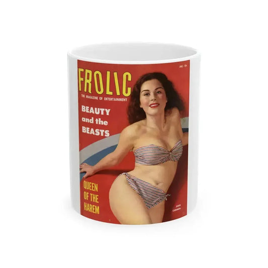 Jeanne Carmen #322 - Carmen on Cover of FROLIC Mag. Dec. '53 (Vintage Female Icon) White Coffee Mug 11oz - Go Mug Yourself