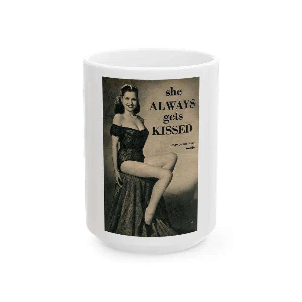 Jeanne Carmen #323 - Page 85 Page 1 of 5 with B&W Pin-Up Pic from PHOTO Digest Mag. Sept. '53 (Vintage Female Icon) White Coffee Mug 15oz - Go Mug Yourself