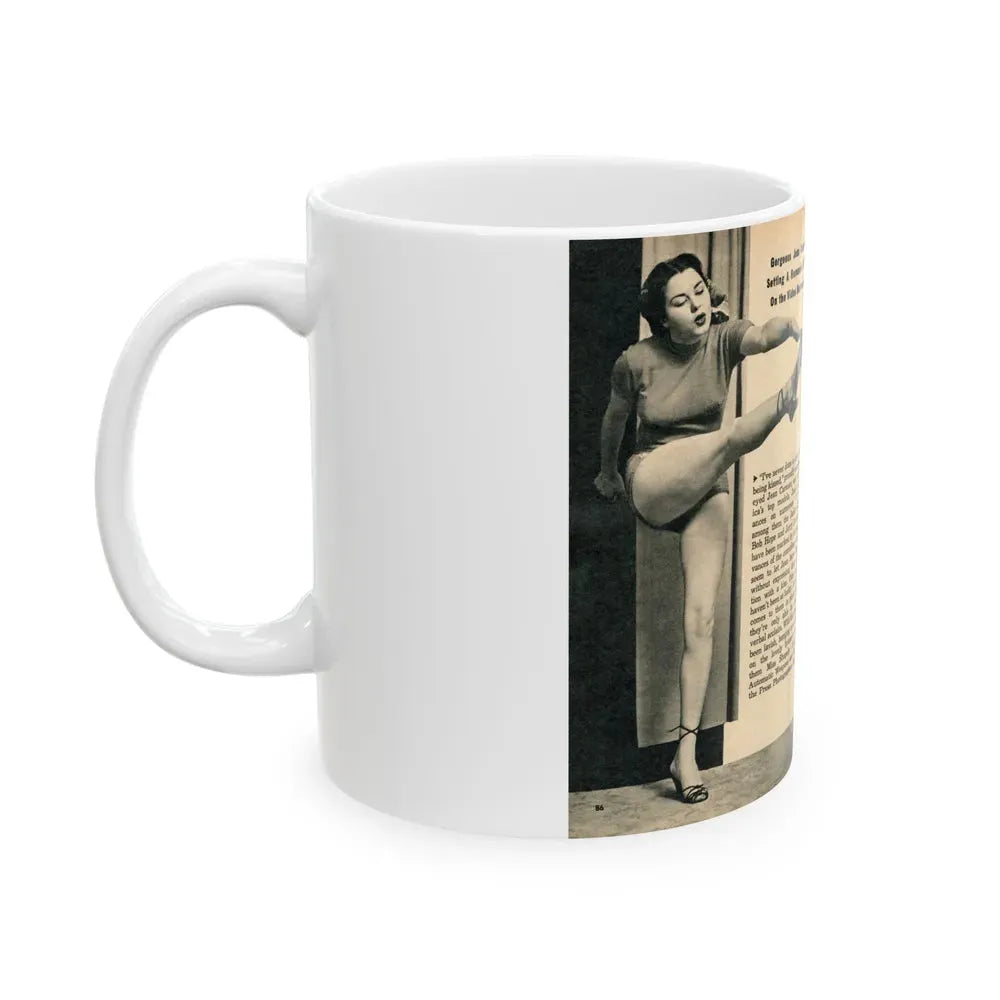 Jeanne Carmen #324 - Page 86 & 87 Pages 2 & 3 of 5 with 2 B&W Pin-Up Pics from PHOTO Digest Mag. Sept. '53 (Vintage Female Icon) White Coffee Mug - Go Mug Yourself