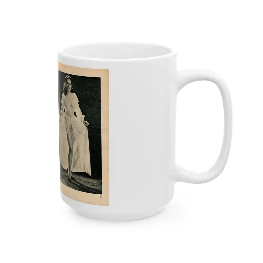 Jeanne Carmen #324 - Page 86 & 87 Pages 2 & 3 of 5 with 2 B&W Pin-Up Pics from PHOTO Digest Mag. Sept. '53 (Vintage Female Icon) White Coffee Mug - Go Mug Yourself