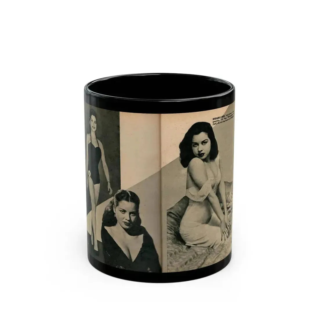 Jeanne Carmen #325 - Page 88 & 89 Pages 4 & 5 of 5 with 2 B&W Pin-Up Pics & 1 B&W Glamour Pic from PHOTO Digest Mag. Sept. '53 (Vintage Female Icon) Black Coffee Mug 11oz - Go Mug Yourself