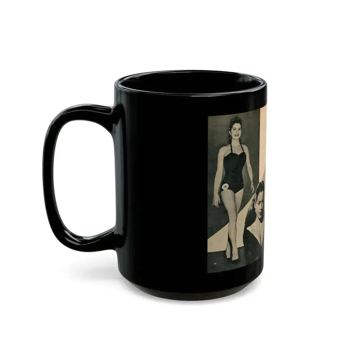 Jeanne Carmen #325 - Page 88 & 89 Pages 4 & 5 of 5 with 2 B&W Pin-Up Pics & 1 B&W Glamour Pic from PHOTO Digest Mag. Sept. '53 (Vintage Female Icon) Black Coffee Mug - Go Mug Yourself