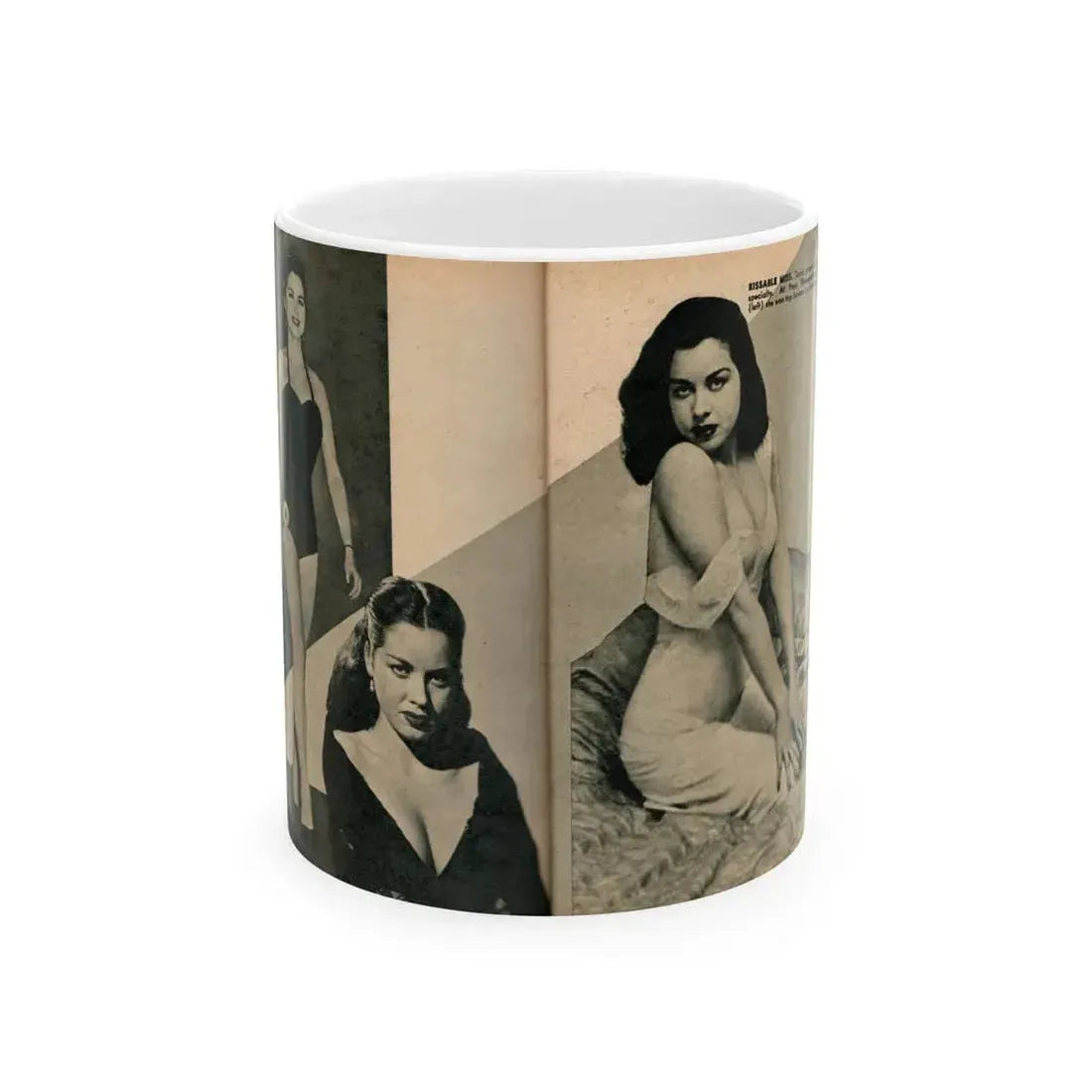 Jeanne Carmen #325 - Page 88 & 89 Pages 4 & 5 of 5 with 2 B&W Pin-Up Pics & 1 B&W Glamour Pic from PHOTO Digest Mag. Sept. '53 (Vintage Female Icon) White Coffee Mug 11oz - Go Mug Yourself