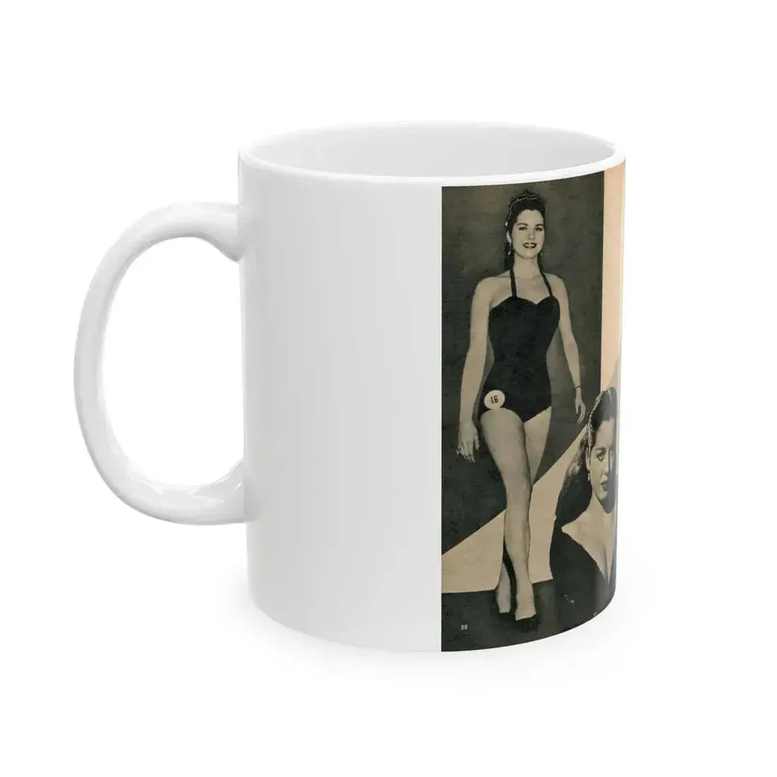 Jeanne Carmen #325 - Page 88 & 89 Pages 4 & 5 of 5 with 2 B&W Pin-Up Pics & 1 B&W Glamour Pic from PHOTO Digest Mag. Sept. '53 (Vintage Female Icon) White Coffee Mug - Go Mug Yourself