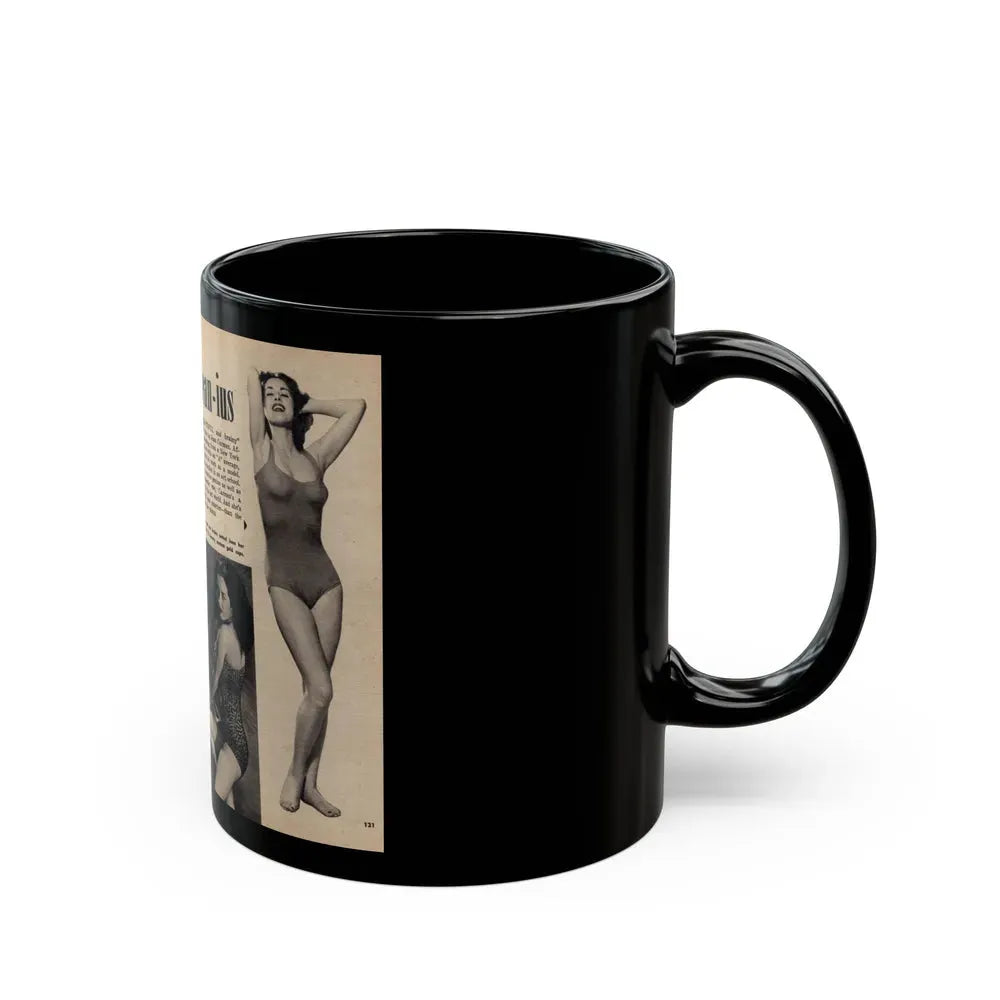Jeanne Carmen #326 - Page 130 & 131 Pages 1 & 2 of 3 with 2 B&W Pin-Up Pics from TAB Digest Mag. Jan. '54 (Vintage Female Icon) Black Coffee Mug - Go Mug Yourself
