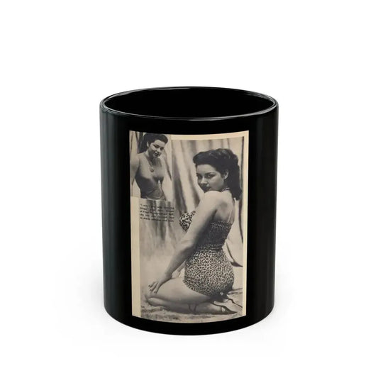 Jeanne Carmen #327 - Page 132 Pages 3 of 3 with 1 B&W Pin-Up Pic also B&W Glamour Shot from TAB Digest Mag. Jan. '54 (Vintage Female Icon) Black Coffee Mug 11oz - Go Mug Yourself