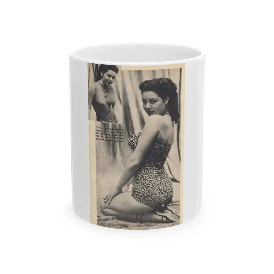 Jeanne Carmen #327 - Page 132 Pages 3 of 3 with 1 B&W Pin-Up Pic also B&W Glamour Shot from TAB Digest Mag. Jan. '54 (Vintage Female Icon) White Coffee Mug 11oz - Go Mug Yourself