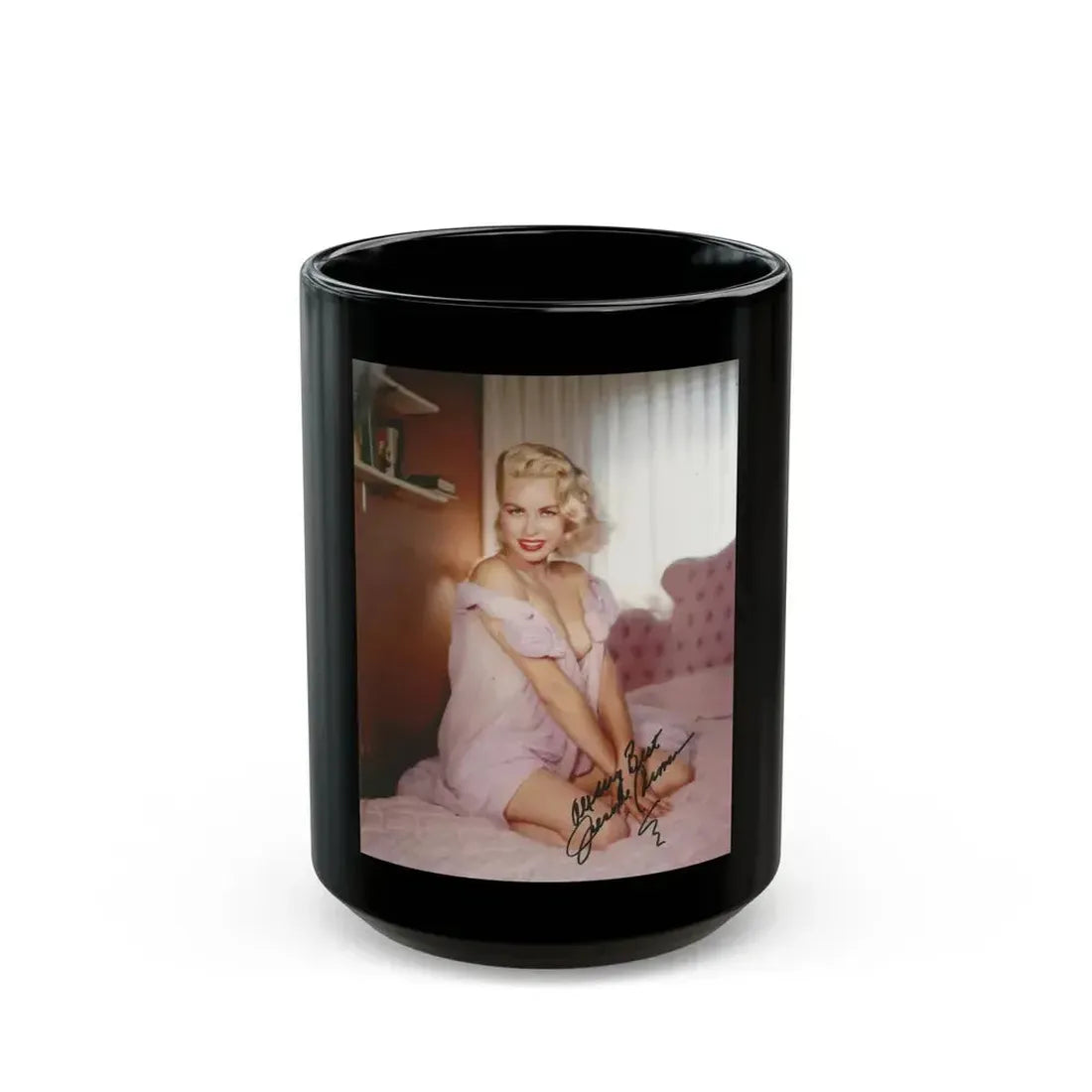 Jeanne Carmen #45 (Vintage Female Icon) Black Coffee Mug 15oz - Go Mug Yourself