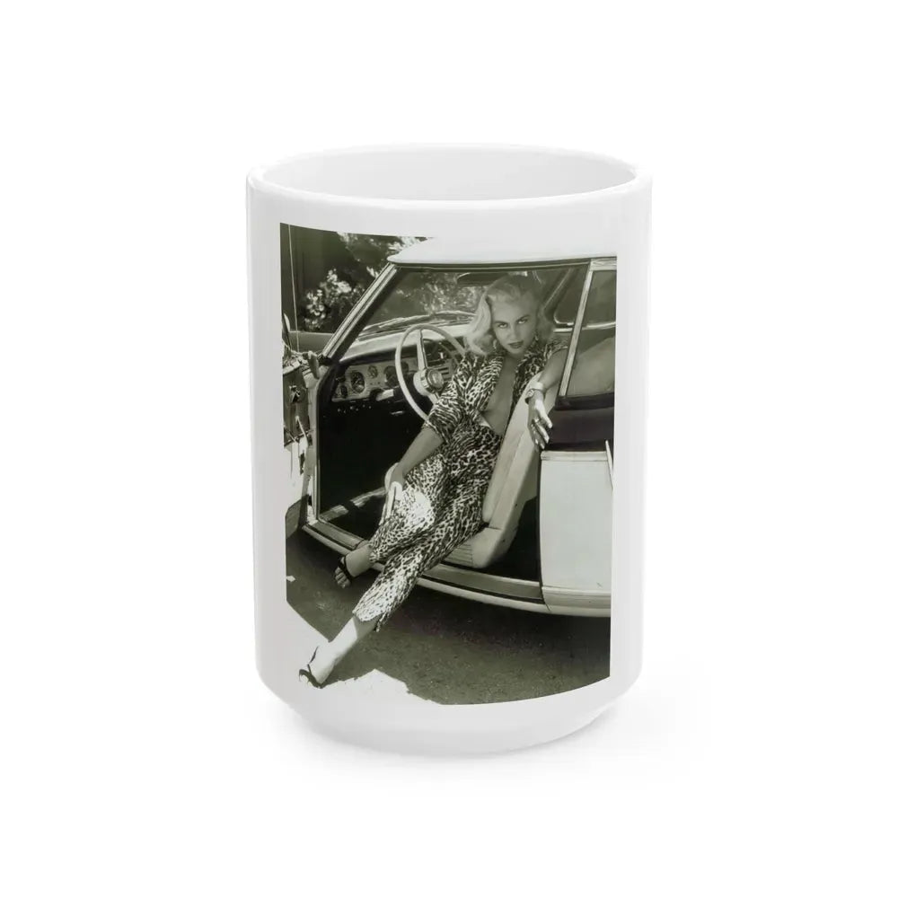 Jeanne Carmen #52 (Vintage Female Icon) White Coffee Mug 15oz - Go Mug Yourself