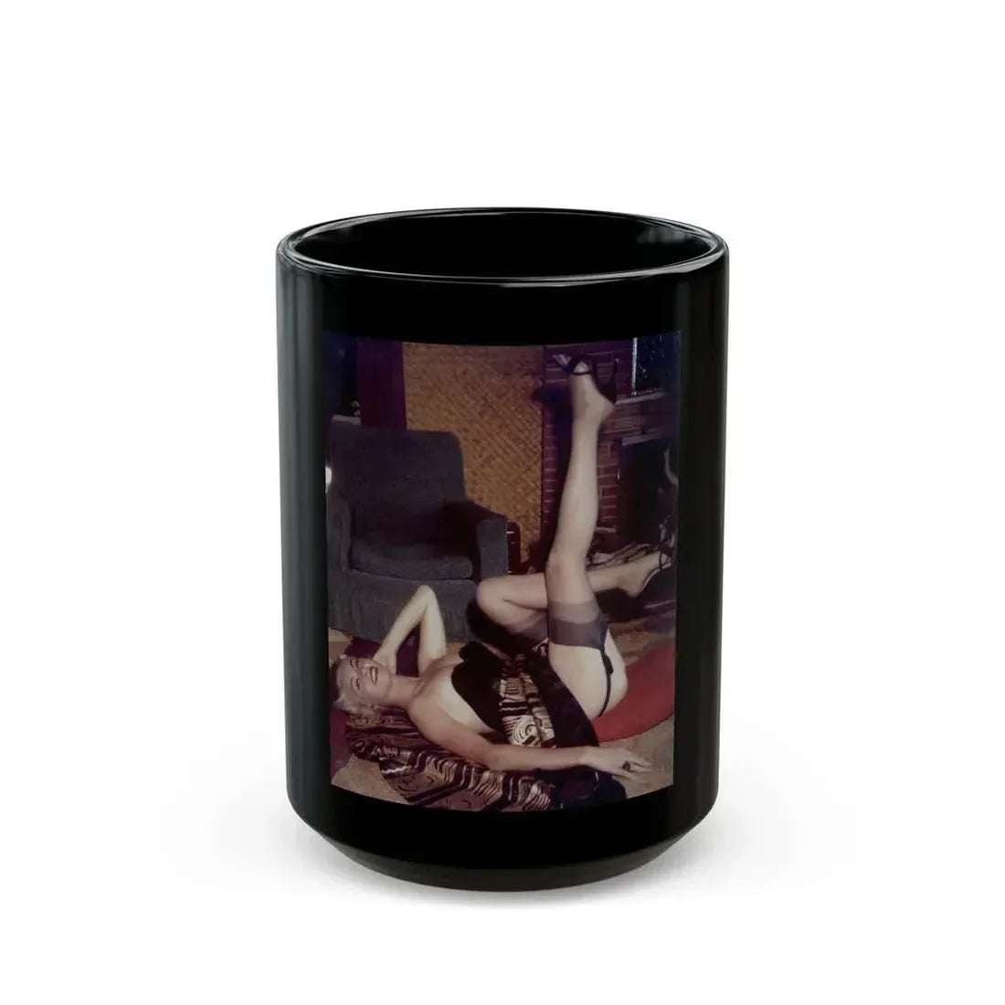 Jeanne Carmen #56 (Vintage Female Icon) Black Coffee Mug 15oz - Go Mug Yourself