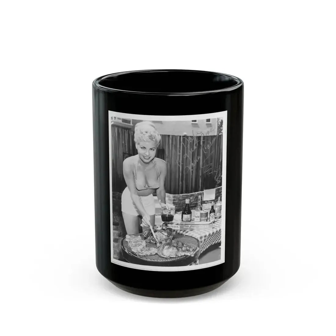 Jeanne Carmen #84 (Vintage Female Icon) Black Coffee Mug 15oz - Go Mug Yourself