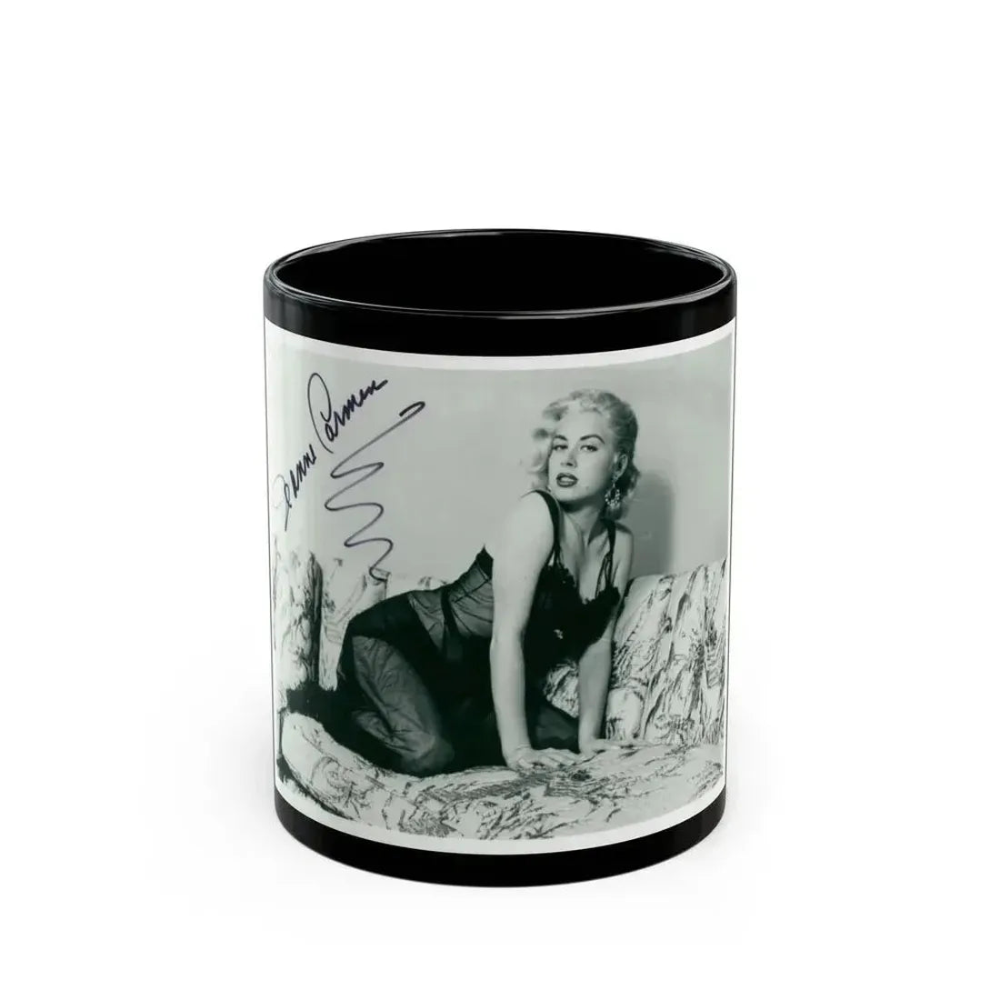 Jeanne Carmen #92 (Vintage Female Icon) Black Coffee Mug 11oz - Go Mug Yourself