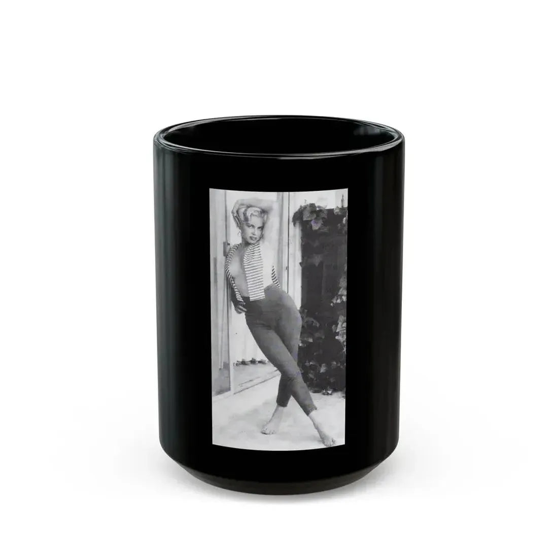 Jeanne Carmen #97 (Vintage Female Icon) Black Coffee Mug 15oz - Go Mug Yourself