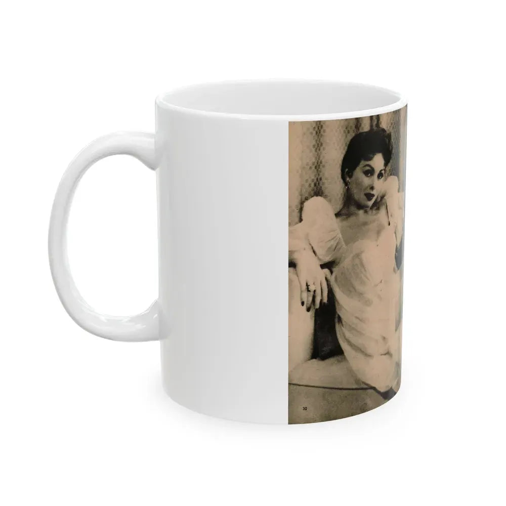 Jeanne Crain #102 - Pages 1 & 2 of 7 with, 1 B&W Cenetrfold Photo from Sensation Digest Mag. '54 (Vintage Female Icon) White Coffee Mug - Go Mug Yourself