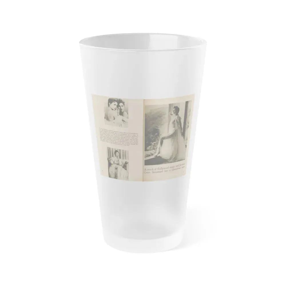 Jeanne Crain #103 - Pages 3 & 4 of 7 with, 3 B&W Photos, Captions & Article from Sensation Digest Mag. '54 (Vintage Female Icon) Frosted Pint Glass 16oz 16oz Frosted - Go Mug Yourself
