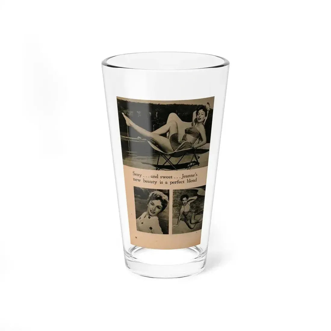 Jeanne Crain #105 - Pages 7 of 7 with, 3 B&W Photos & 1 Caption from Sensation Digest Mag. '54 (Vintage Female Icon) Pint Glass 16oz 16oz - Go Mug Yourself