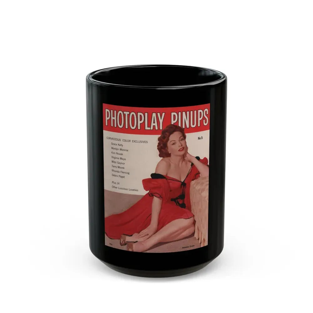 Jeanne Crain #187 - Photoplay Pin-Ups Magazine Issue #5 (Vintage Female Icon) Black Coffee Mug 15oz - Go Mug Yourself