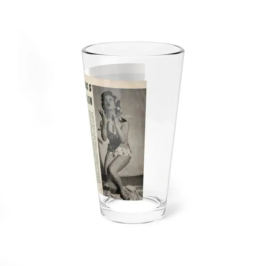 Jennifer Jayne #14 - Pages 32 & 33 Pages 1 & 2 of 2 with, Jen 2 Full Body B&W Pin-Ups+Brief Article from SPOT ON April '54 Pocket Magazine (Vintage Female Icon) Pint Glass 16oz - Go Mug Yourself