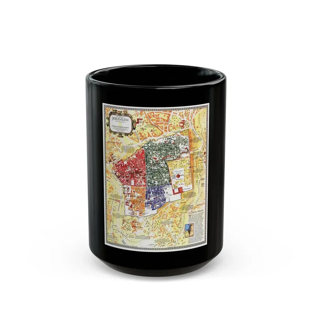 Jerusalem- The Old City (1996) (Map) Black Coffee Mug 15oz - Go Mug Yourself