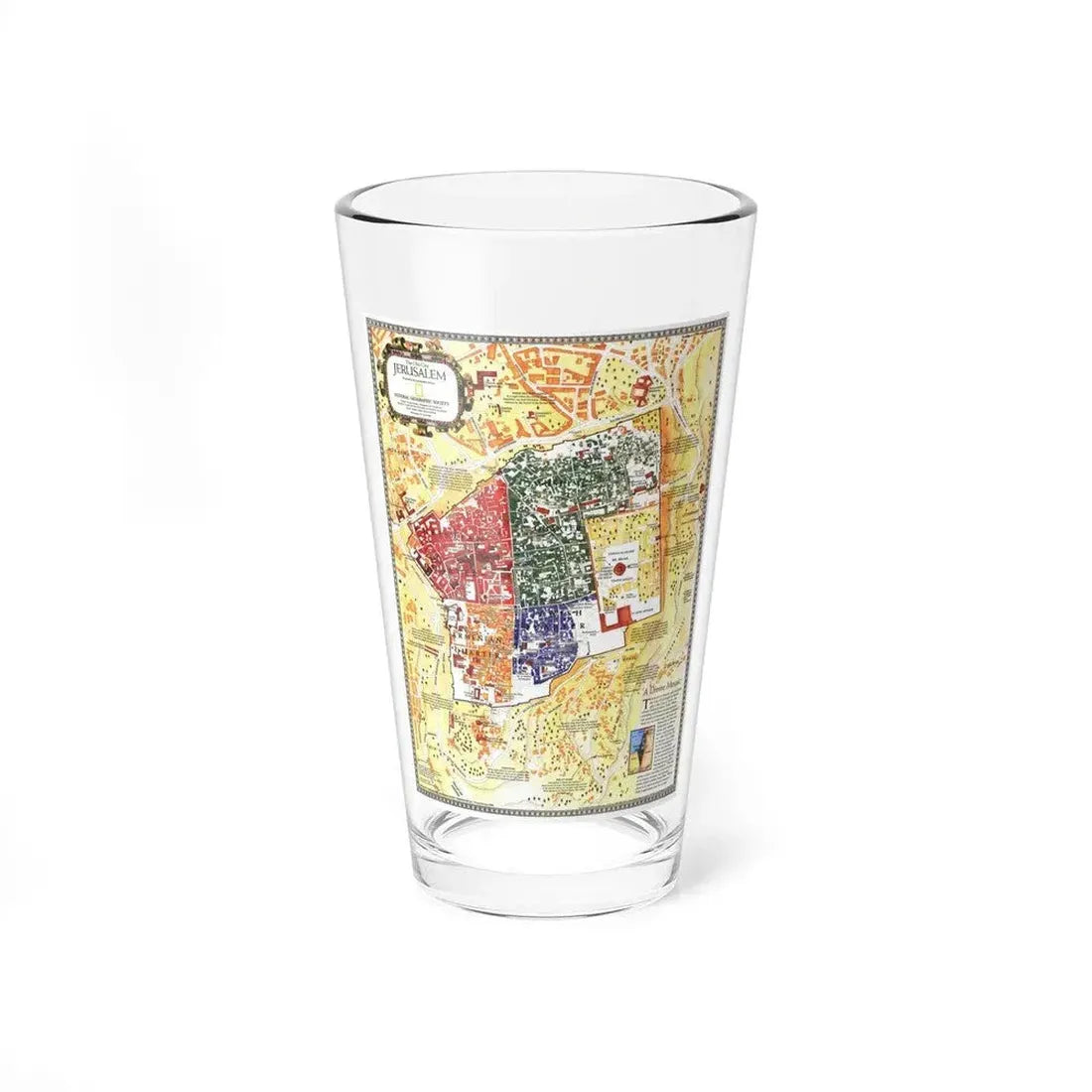 Jerusalem- The Old City (1996) (Map) Pint Glass 16oz 16oz - Go Mug Yourself