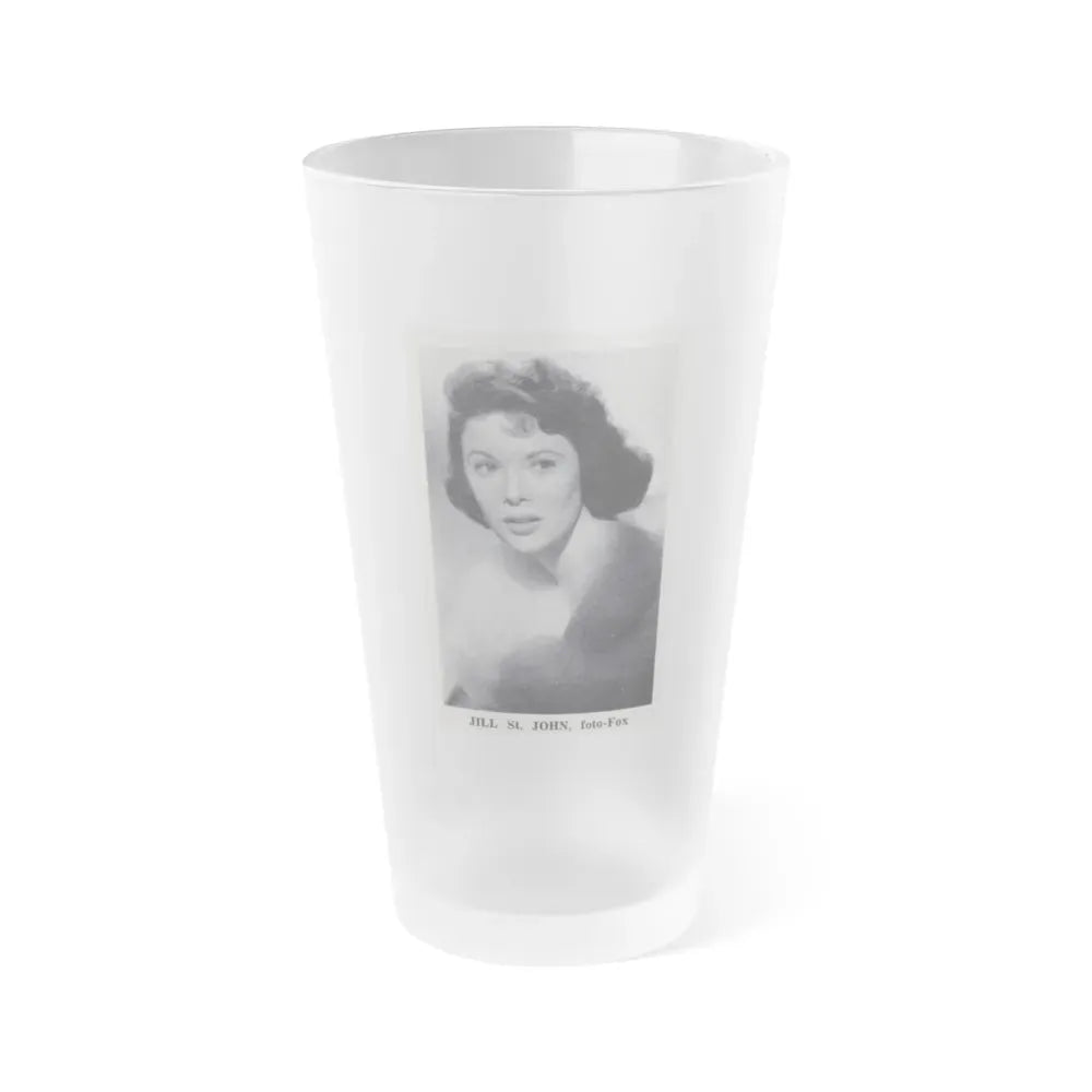 Jill St. John #337 - 1 Small B&W Glamour Portrait on Page 21 from DE LACH Dutch Dutch Movie Star Magzine 4-24-1959 (Vintage Female Icon) Frosted Pint Glass 16oz 16oz Frosted - Go Mug Yourself
