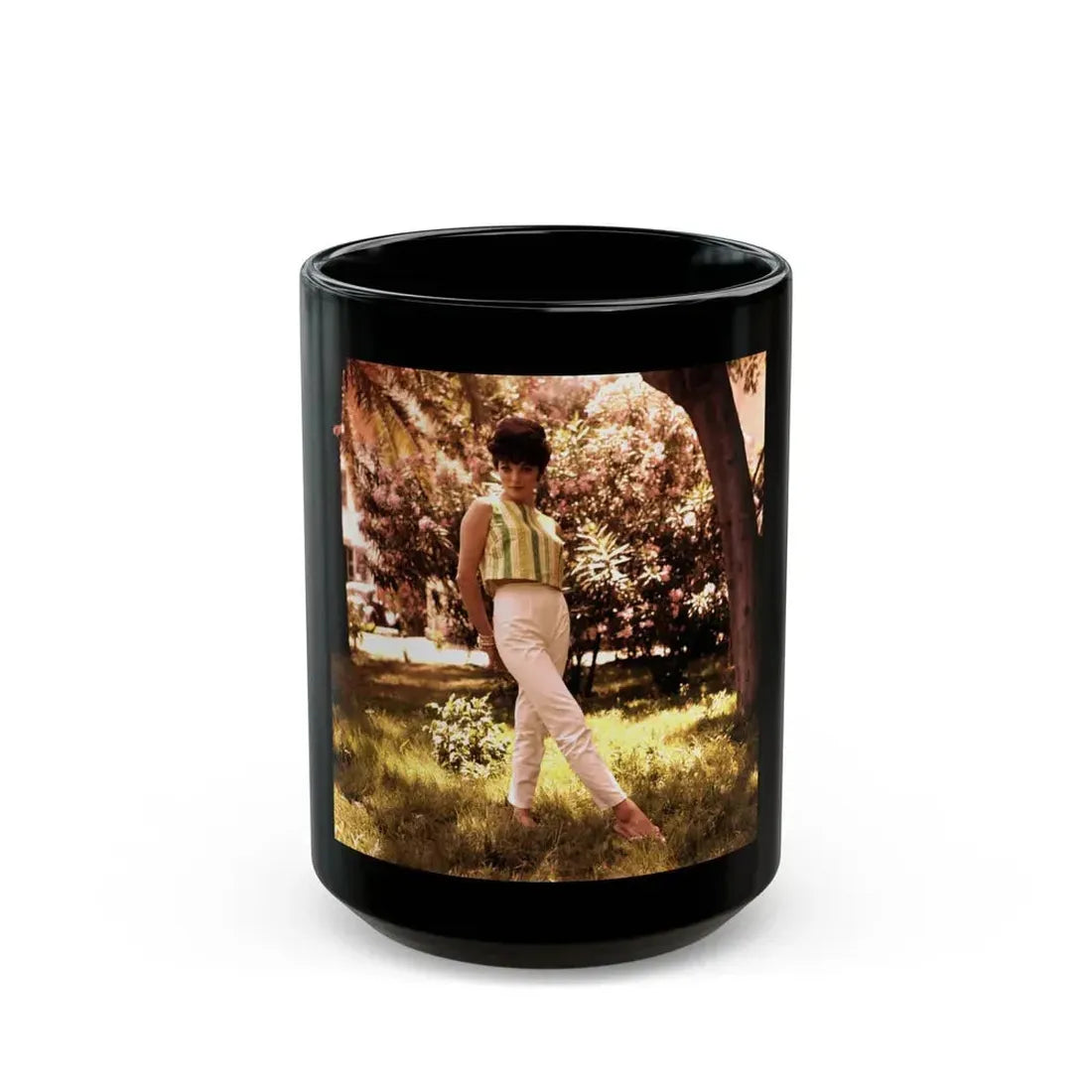Joan Collins #01 (Vintage Female Icon) Black Coffee Mug 15oz - Go Mug Yourself