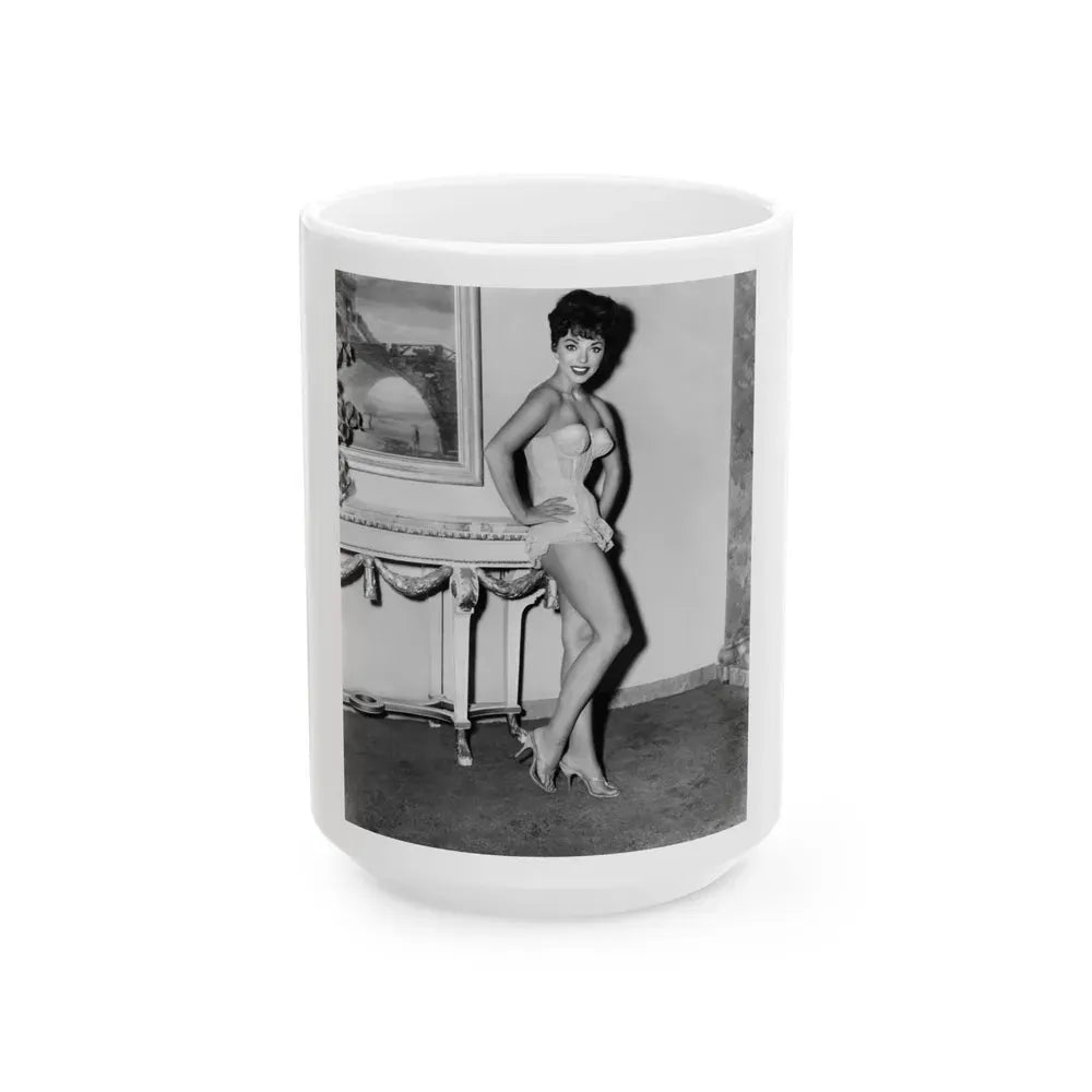 Joan Collins #07 (Vintage Female Icon) White Coffee Mug 15oz - Go Mug Yourself