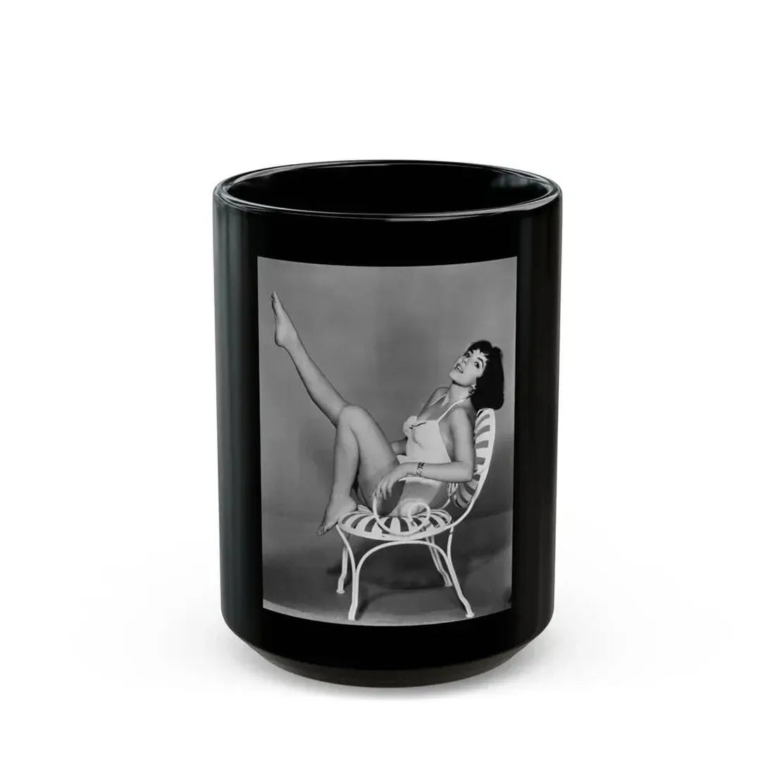 Joan Collins #134 (Vintage Female Icon) Black Coffee Mug 15oz - Go Mug Yourself