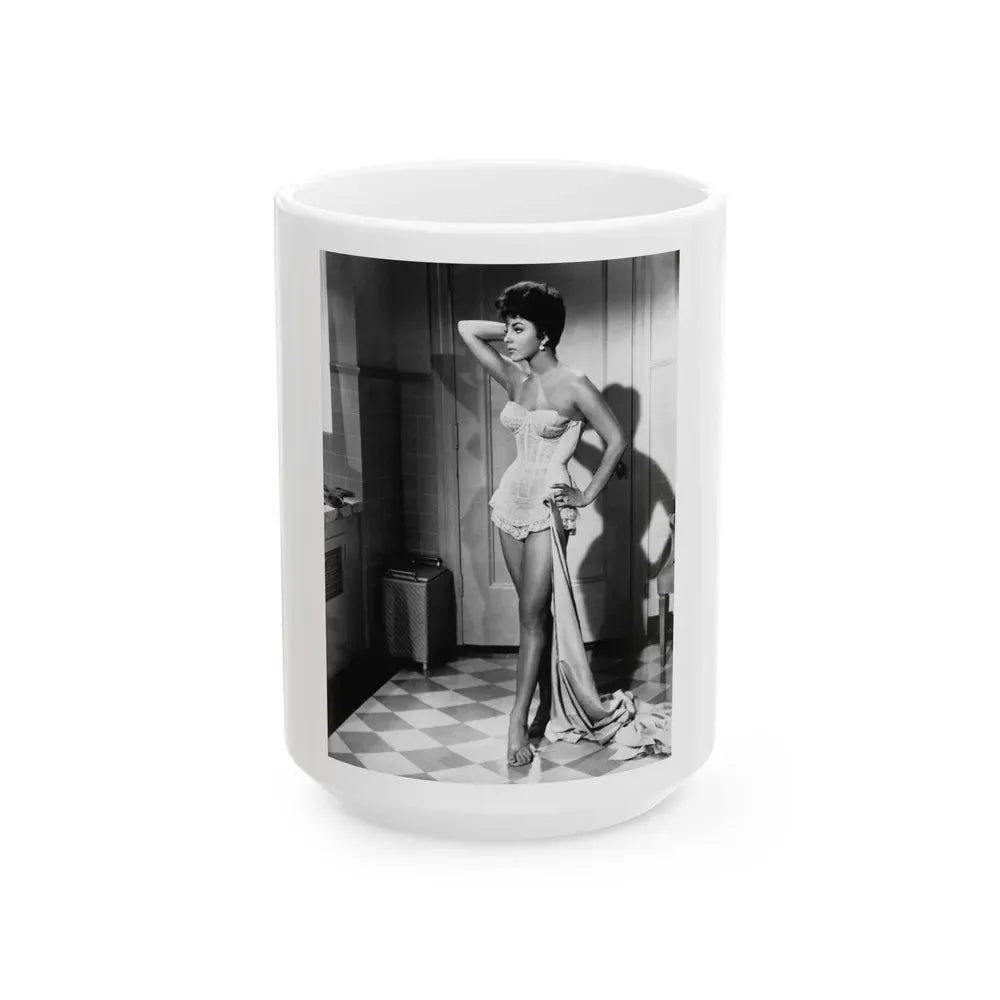 Joan Collins #16 (Vintage Female Icon) White Coffee Mug 15oz - Go Mug Yourself