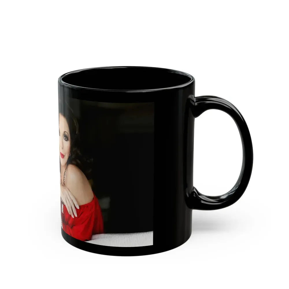 Joan Collins #327 (Vintage Female Icon) Black Coffee Mug - Go Mug Yourself